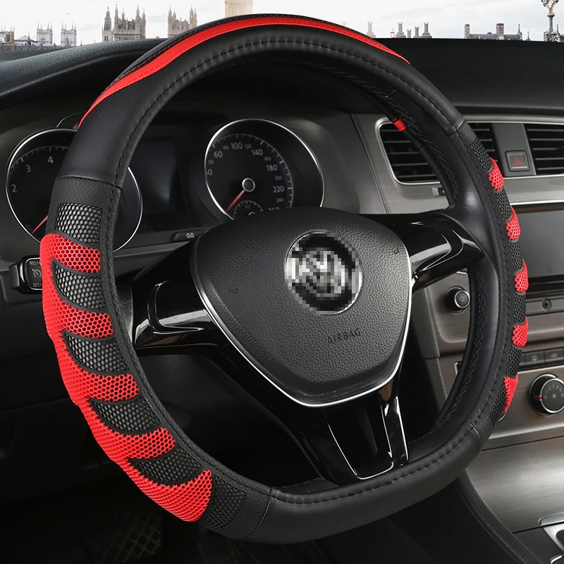 D Shape Car Steering Wheel Cover For VW Sharan Passat Caddy Touran Tiguan 2015-2021 Teramont Atlas T-Roc T-cross 2017-2021