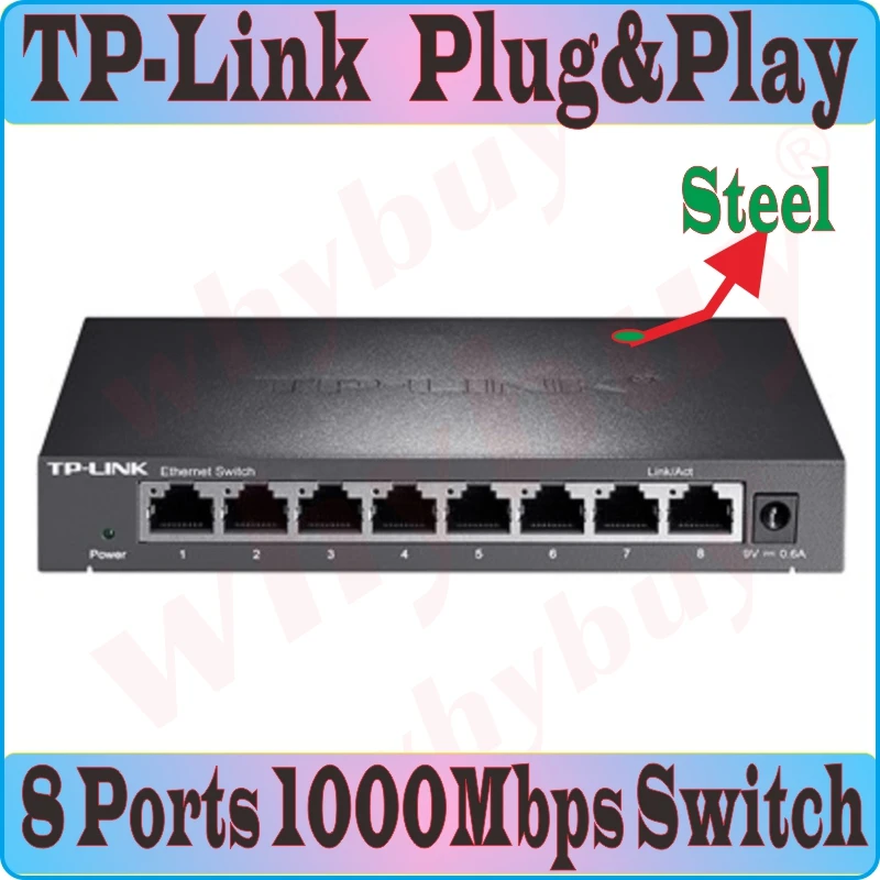 

Steel Cabinet, 8 Port 1000Mbps Gigabit Ethernet Switch, 10/100/1000Mpbs Ethernet Network Switches,Hub LAN,Full-duplex, Plug&Play