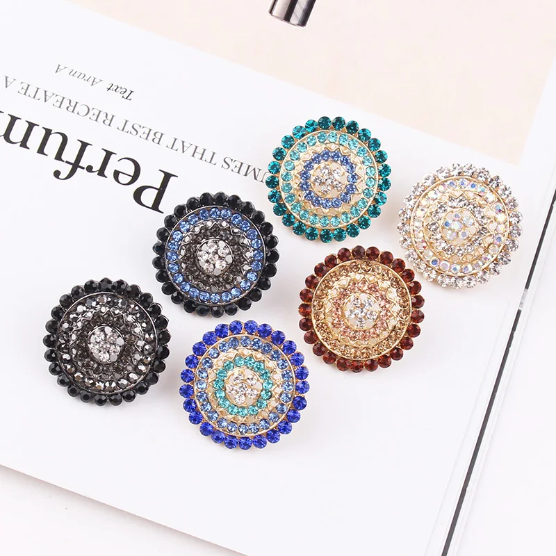 Colorful Crystal Geometric Circle Rhinestone Inlaid Crystal Stud Earrings Trendy Women Piercing Earrings for Party Jewelry