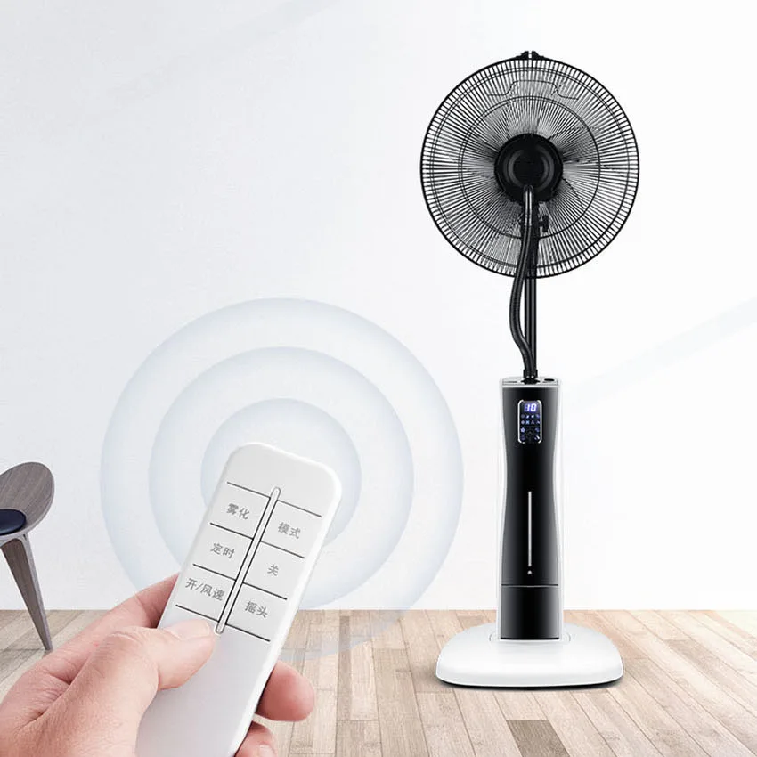 

16Inch Water Mist Fan 220V 75W Household Electric Floor Cooling Fan With 12H Timing Remote Control Mobile Caster Screen Display