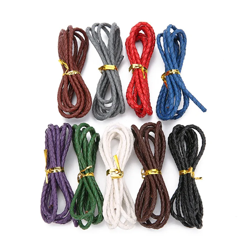 1meter Diameter 3mm Round Genuine Braided Leather Cord Bracelet Thread Diy Black Red Real Cow Necklace Rope Supplies for Jewelry