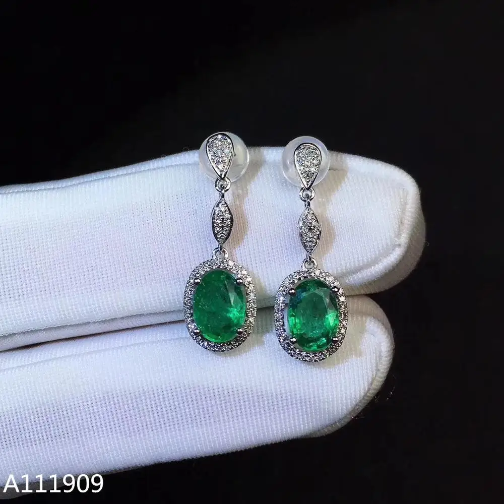 

KJJEAXCMY boutique jewelry 925 sterling silver inlaid Natural Emerald Women's earrings support detection beautiful