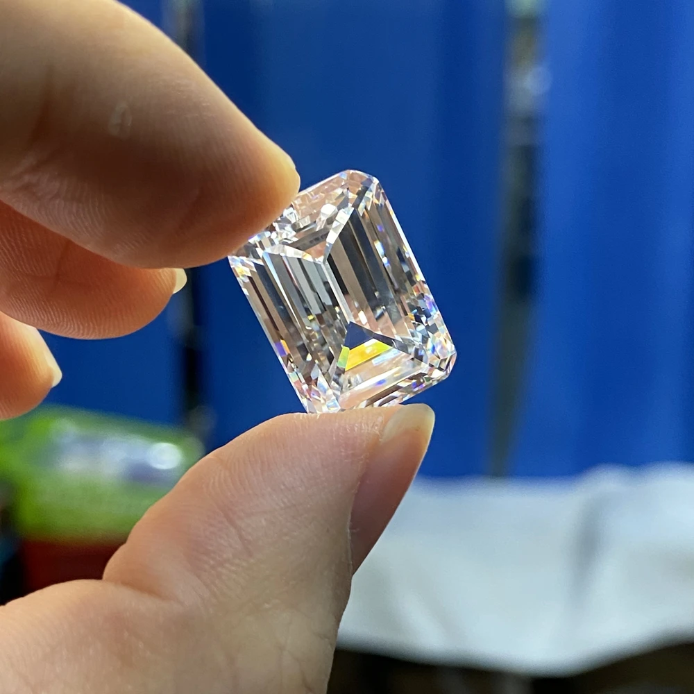 6A Big Size 13X19mm Emerald Cut Cubic Zirconia Manufacturers White Loose Octagon CZ Diamond