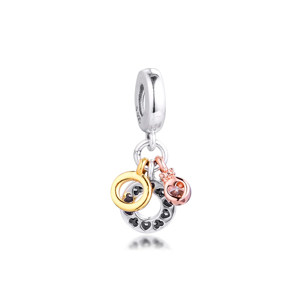 925 Sterling Silver Bead Triple Monogram Dangle Charms Fits Original Bracelet Metal Beads for Jewelry Making 2020 New