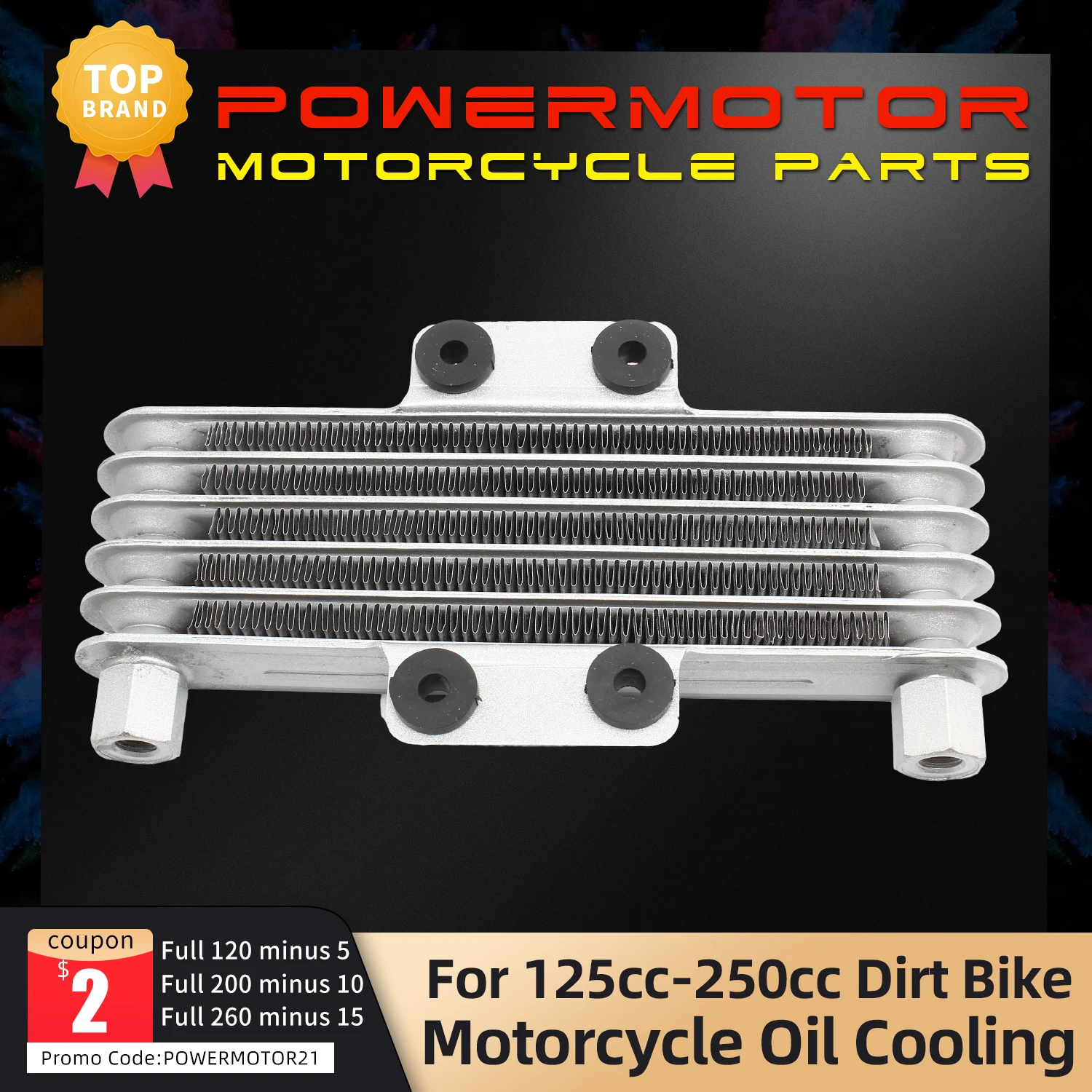 Universeller Motorrad-Motorölkühler, 5-reihiger Kühlradiator, Ersatz passend für die meisten Motorräder mit 125-250 ccm. – Detail 1