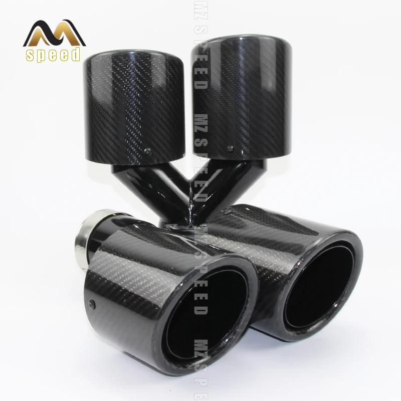 Car styling Modified exhaust pipe muffler tail throat 304 stainless steel and carbon fiber double outlet tail pipe