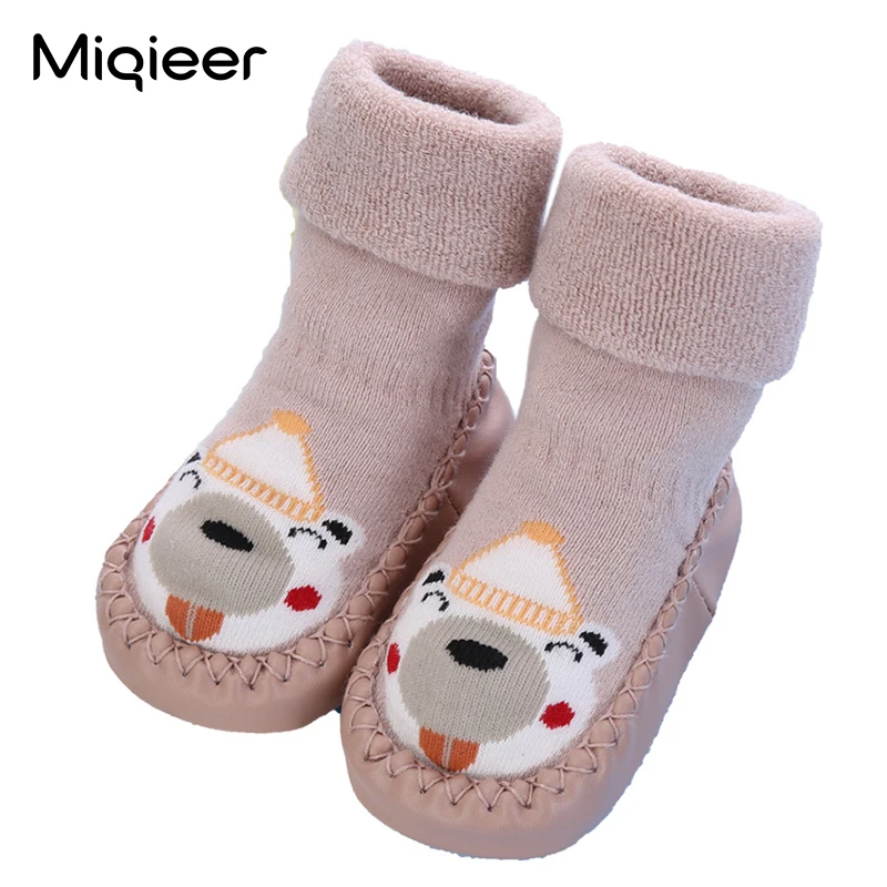 Autumn Winter Baby Floor Socks Newborn Infant Soft Non-slip Turned-over Edge Sock Shoes Children Knit Cotton Fabric Sock Boots