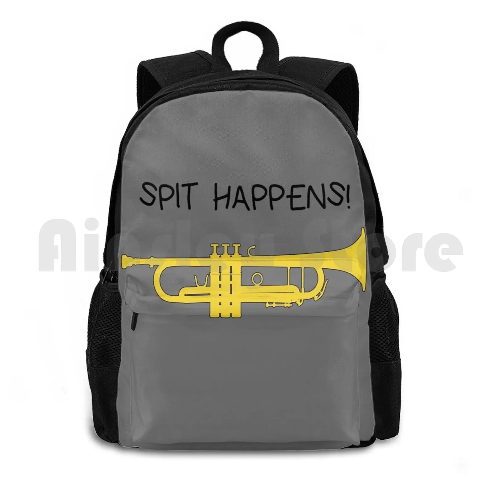 Funny Trumpet Gift , Marching Band , Concert Band-Spit Happens Outdoor Hiking Backpack Riding Climbing Sports Bag Trumpet