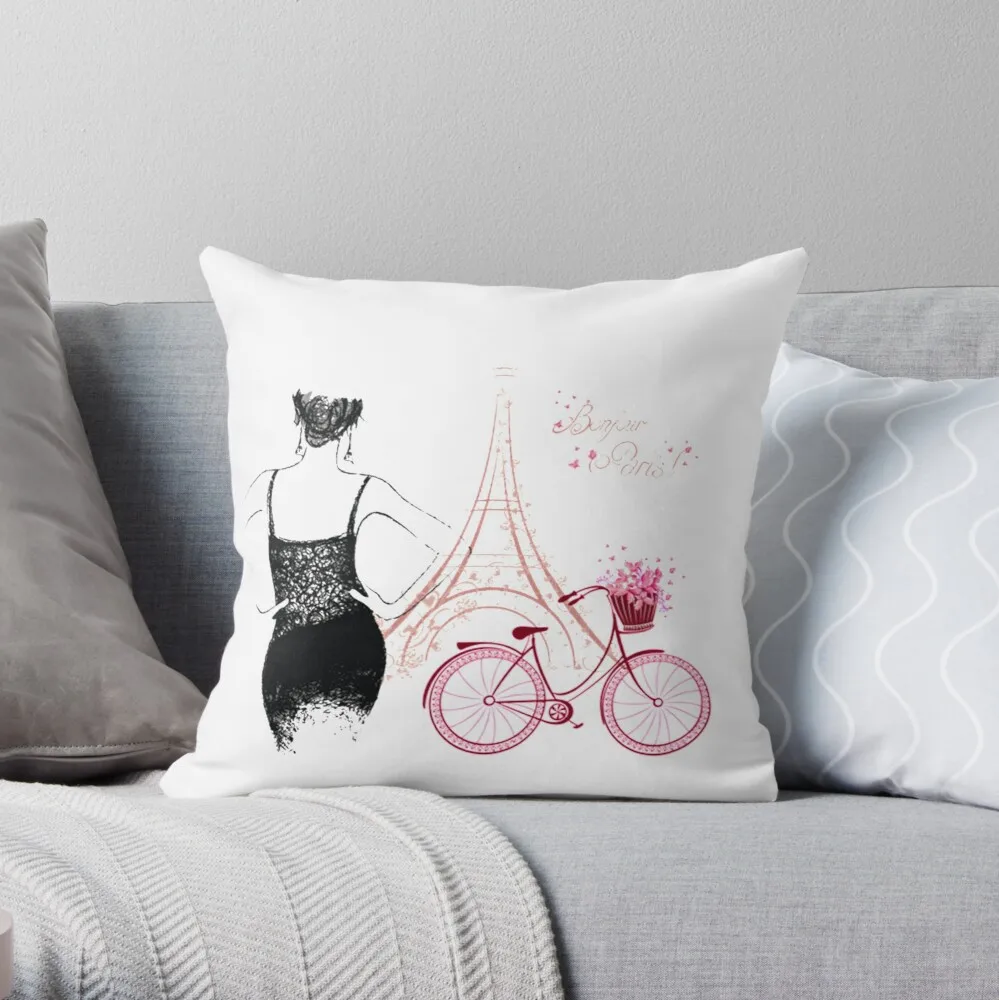 Bonjour Paris Throw Pillow Pillow Case Polyester Home Decora Pillowcases Throw Pillow Case kussensloop almohada poszewka