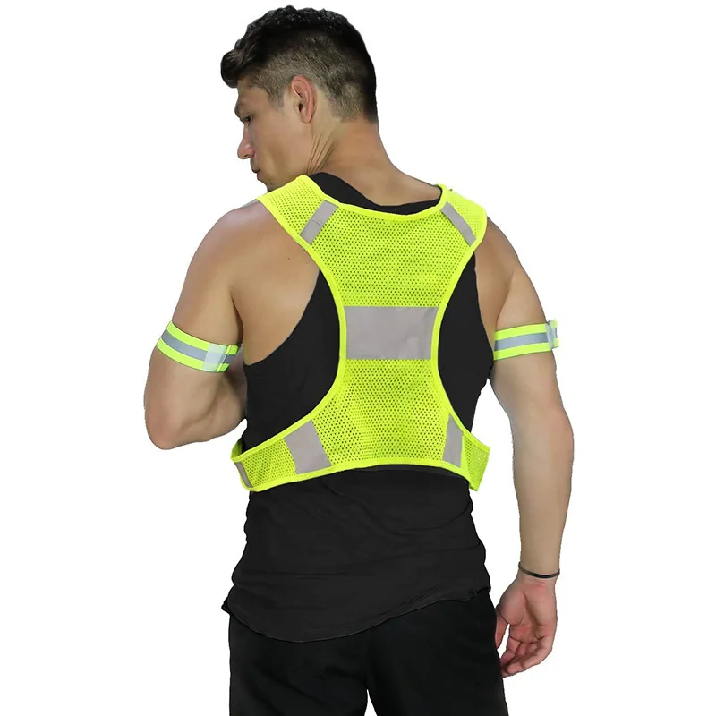 Adjustable Strap Breathable Lightweight Safety Vest 360° High Visibility Jogging Cycling Walking Reflective Night Running Vest