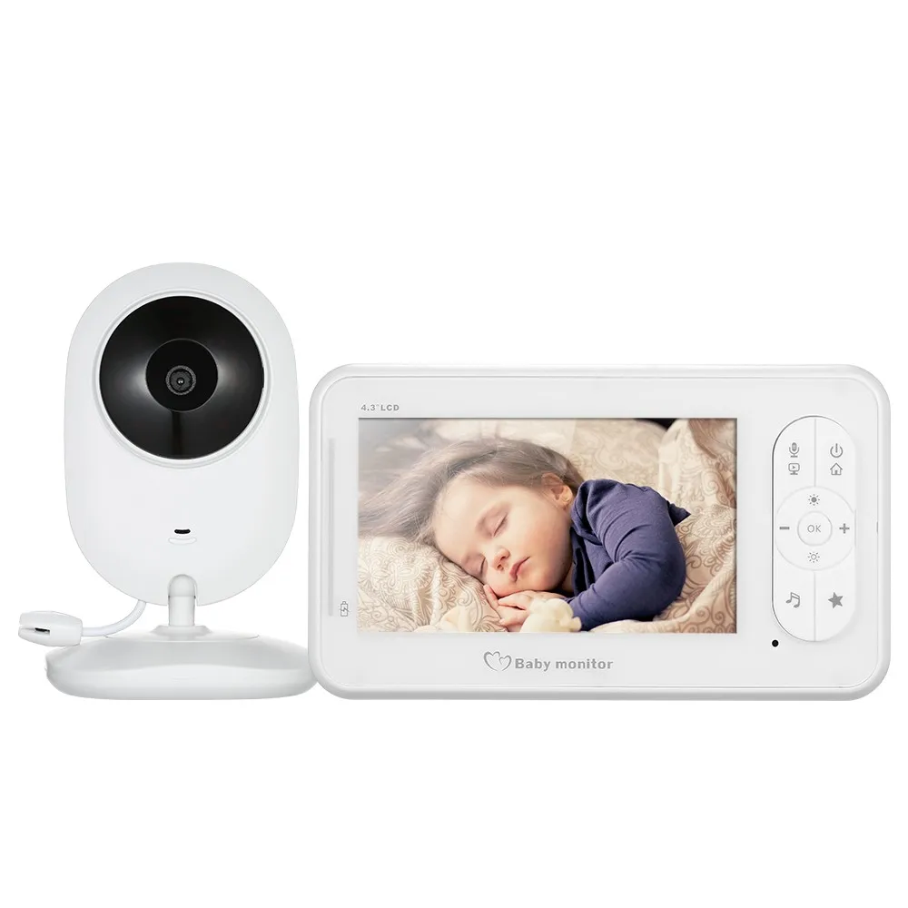 4.3 inches Color LCD Wireless Digital Video Baby Monitor Talkback Temperature Monitoring Voice Activation Function AC100~240V