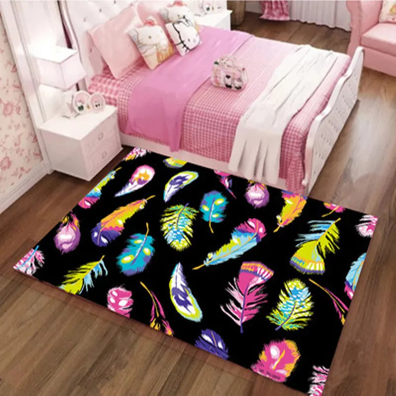 

Multicolor Feather Printed Carpets For Living Room Bedroom Area Rugs 3D Color pattern Child Room play Carpet Boys/girls gift Rug