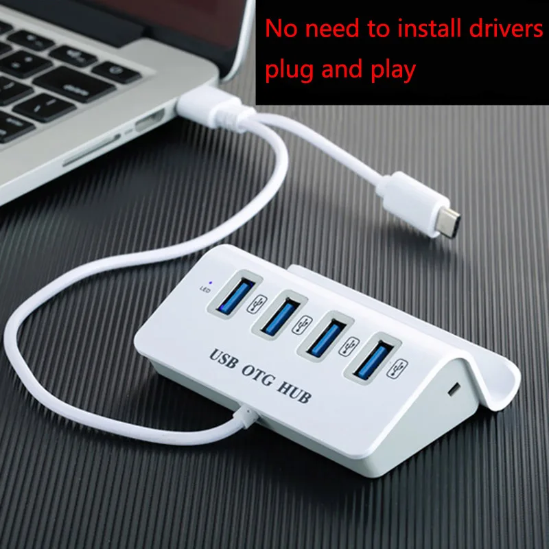 4 portas usb otg hub e doca tipo c e micro usb otg usb 2.0 hub para o telefone inteligente tablet computador portátil com suporte