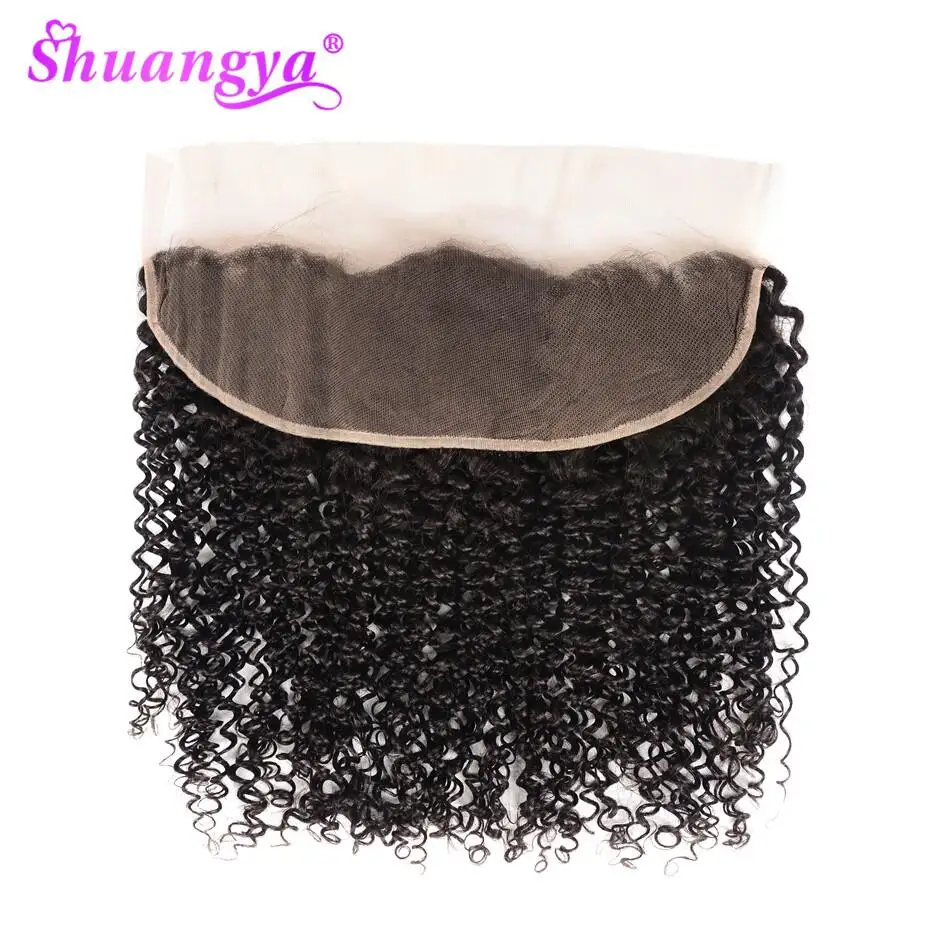 

Shuangya Hair 13X4 Lace Frontal 100% Human Hair Brazilian Kinky Curly Remy Hair 4X4 Lace Closure with Baby Hair 8-20 Inch