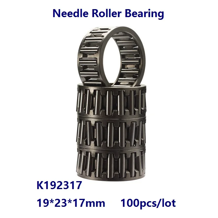 100pcs/lot K192317 K19X23X17 Radial Needle roller and cage assemblies Needle Roller Bearing 19×23×17mm