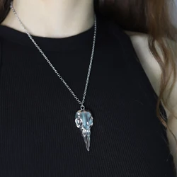 Hot Selling Fashion Novelty Stereo Crow Head Skull Pendant Necklace Chains Christmas Present Punk Gothic Jewelry Wholesale