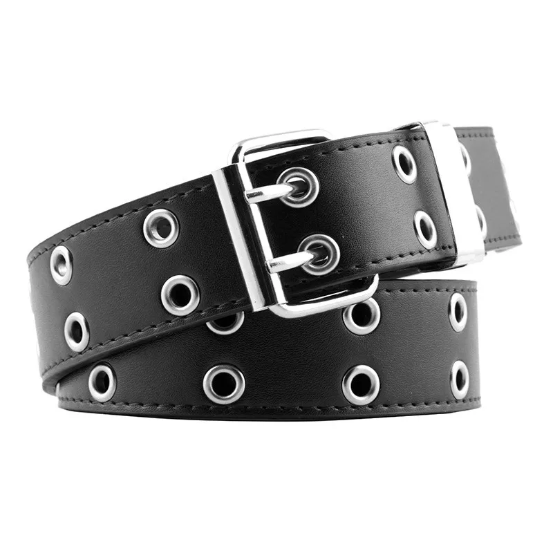 Punk PU Leather Waist Belt New Hip-hop Fashion Pin Buckle Black Adjustable Waistband With Chain For Ladies Girls Women Jeans