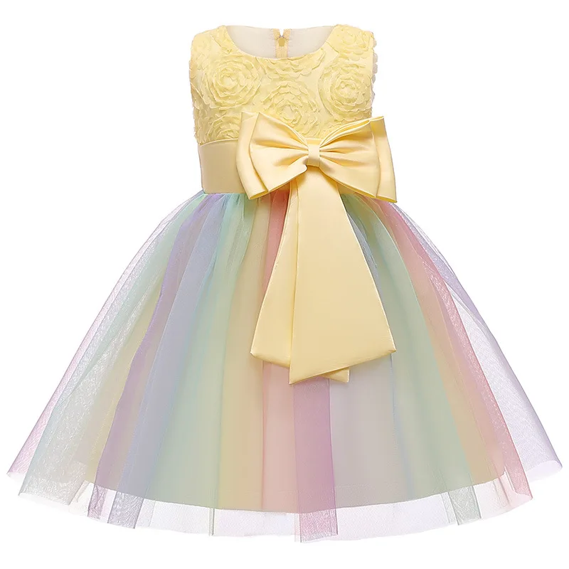 Christmas Princess Flower Girl Dress SummerTutu Wedding Birthday Party Dresses For Girls bowknot dress Children Party Vestido