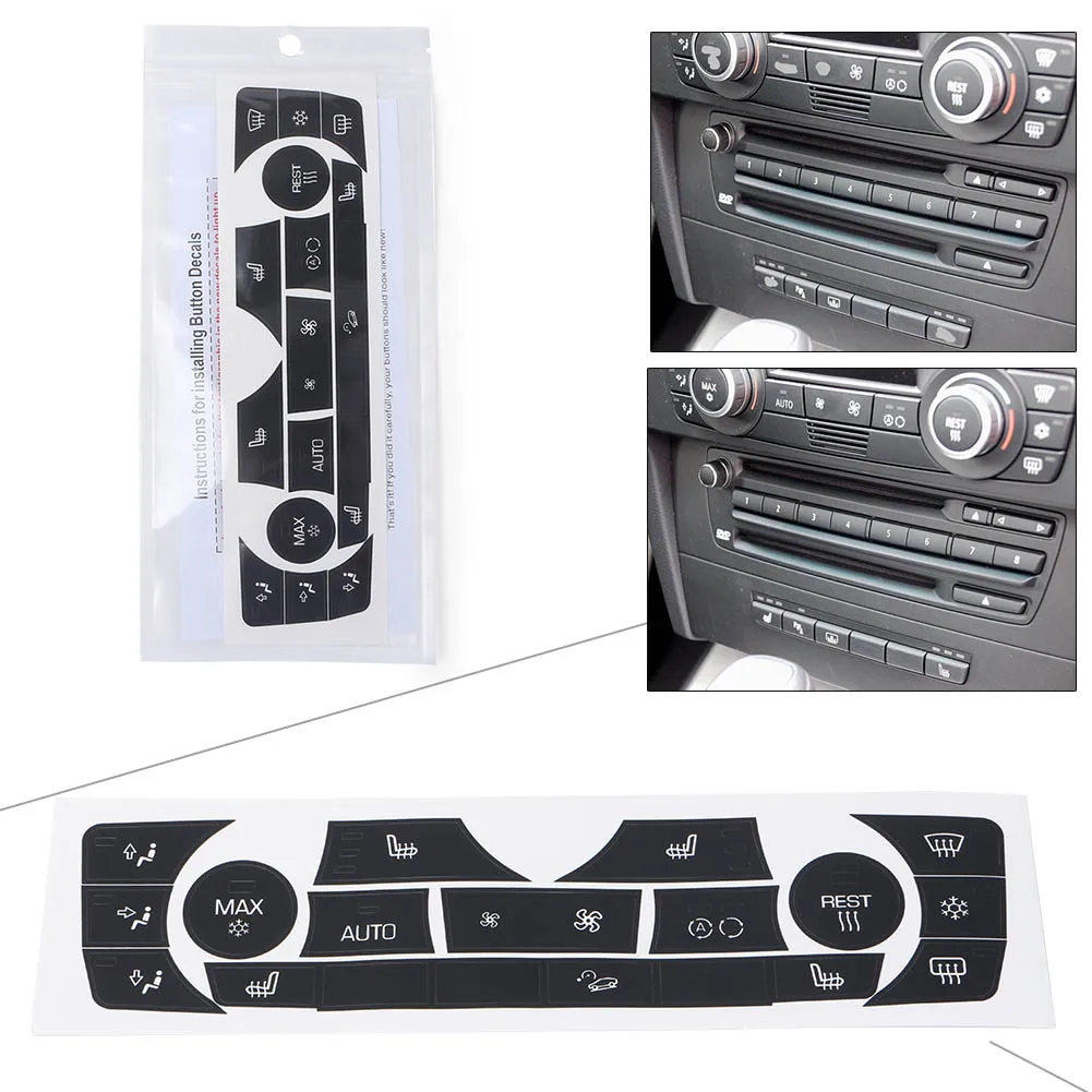 Car A/C Climate Control Buttons Sticker Decals Repair Set For BMW E90 E91 E92 3-Series 330I 2006 2007 2008 2009 2010 2011