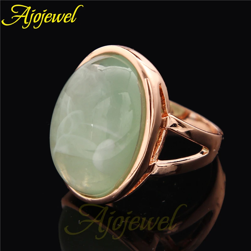 Ajojewel Light Green Stone Rings Elegant Fashion Women Finger Ring Wholesale