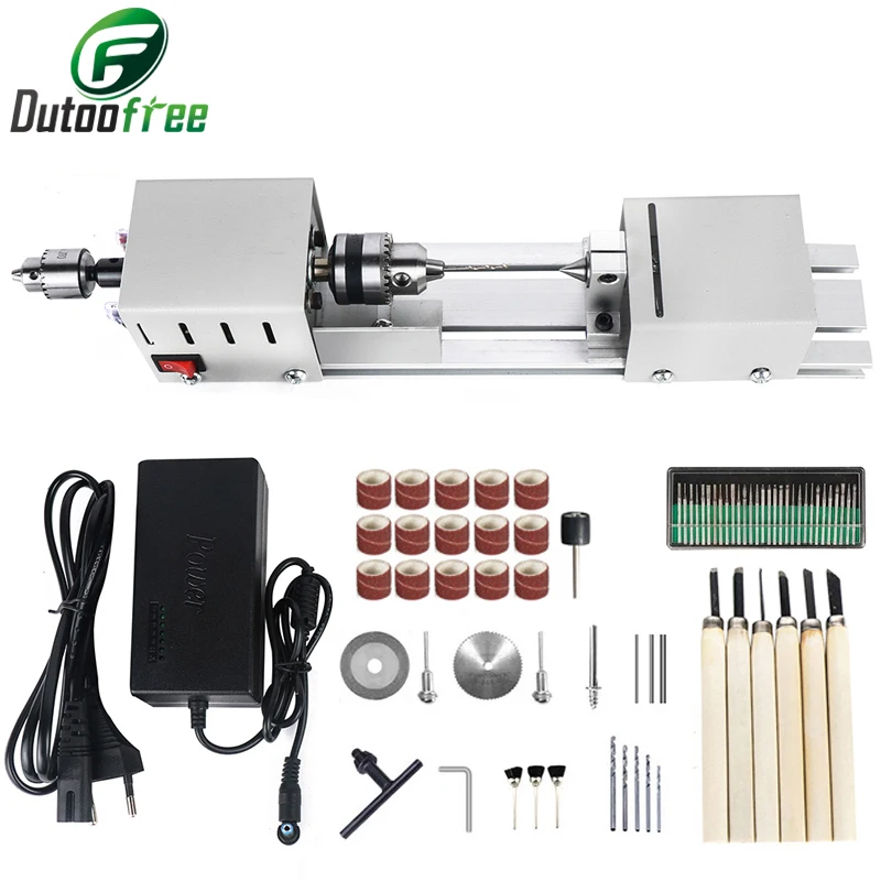 1 Set Mini Lathe Machine Tools DIY Woodworking Buddha Pearl Grinding Polishing With Wood Drill Rotary Tool Accessories 12-24V