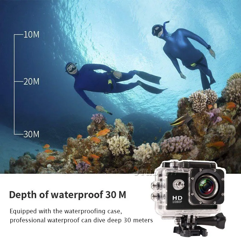 Thể Thao Hành Động Camera HD 1080P Mini Dưới Nước Máy Quay Ngoài Trời Đầu Ghi Hình Deportiva Camara Acuatica Micro Giám Sát Video Ảnh Cam
