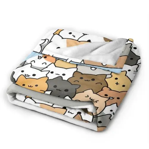 Anime Cat Blanket for Women Girls Cartoon Cats Kitten Sherpa Fleece Blanket Pet Themed Soft Cozy Bed Sofa Blanket for Cat Lovers