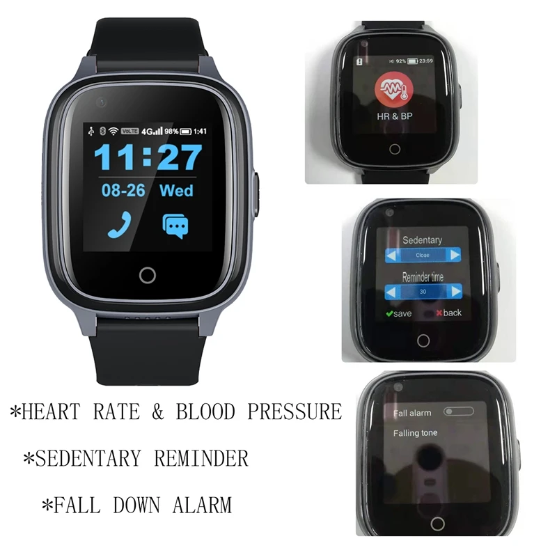 Wonlex KT17S Smart Watch for Elderly with Fall Detection 4G Video Call GPS Heart Rate Blood Pressure Monitor Anti-Lost Tracker