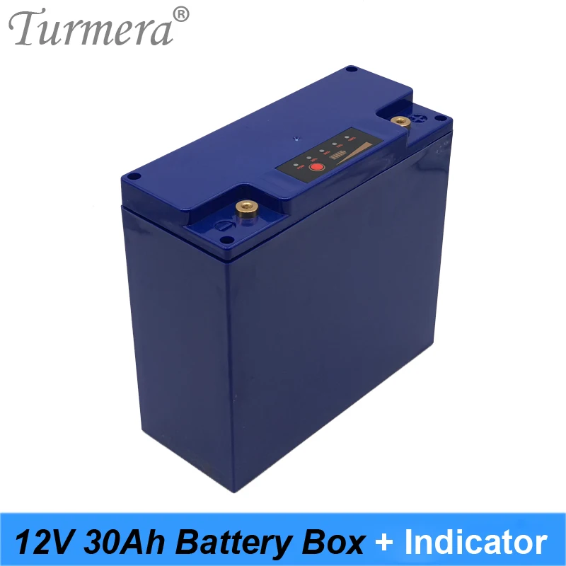 Turmera-caja de almacenamiento de batería con indicador de capacidad, 12V, 30Ah, 48 piezas, batería 18650 para fuente de alimentación incontinua de 12V