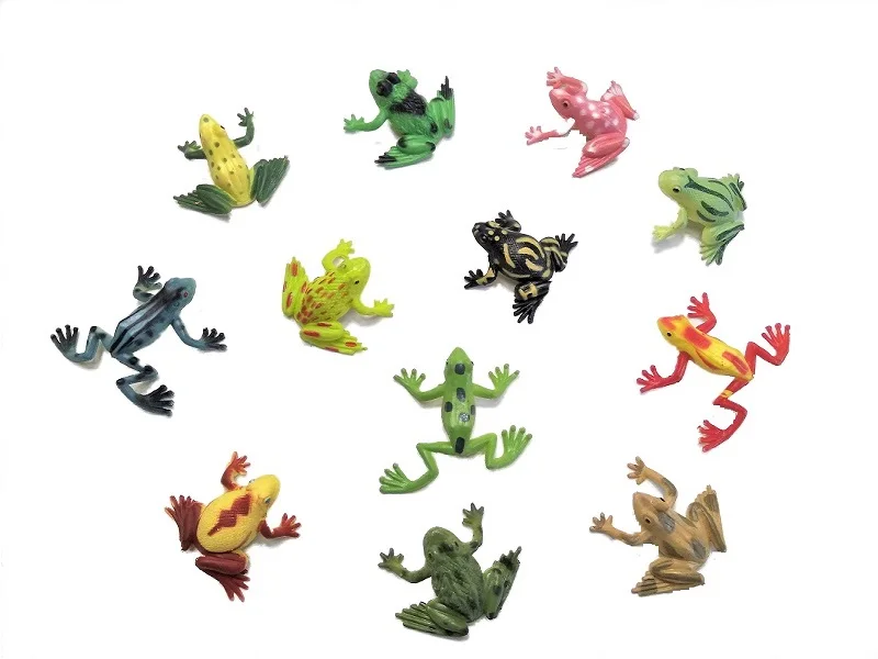 12Pcs/Lot Mini frog wild crawling amphibian model toy Children's Cognitive Software Toys