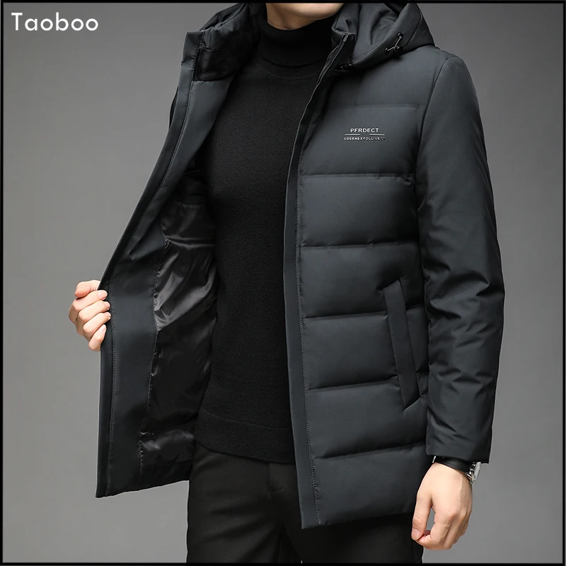 Taoboo Brand Winter New Men Solid Color Parkas High Quality Men\'s Hooded Warm Thick Down Jacket Male Fashion Casual Parka Coat