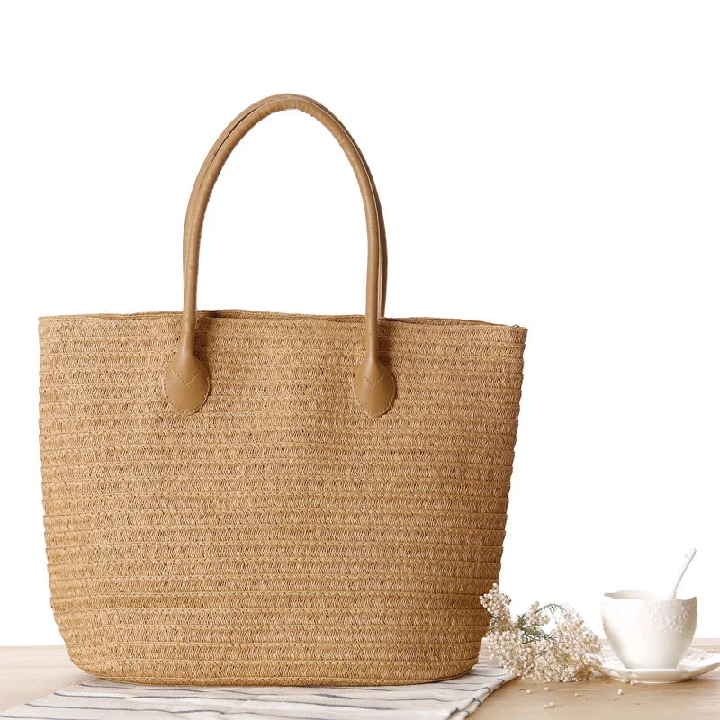 

45x32CM New Style Style Straw Bag Shoulder Bag Fashion And Simple Travel Beach Knitting Women Bag a7177