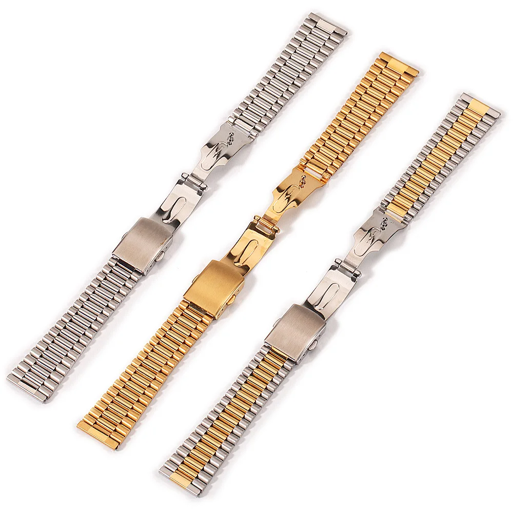 Slim Link Watch Band 12mm 14mm 16mm 18mm 20mm Stainless steel watch Strap 3 Rows Replacement Smartwatch Bracelet WristBand Belt