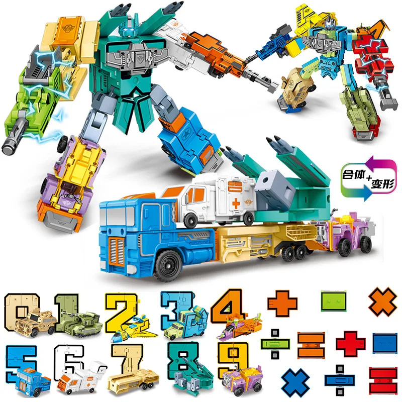 

Magic Numbers Creative Blocks Assembling Educational Blocks Action Figure Transformation Robot Deformation English Letter Toys