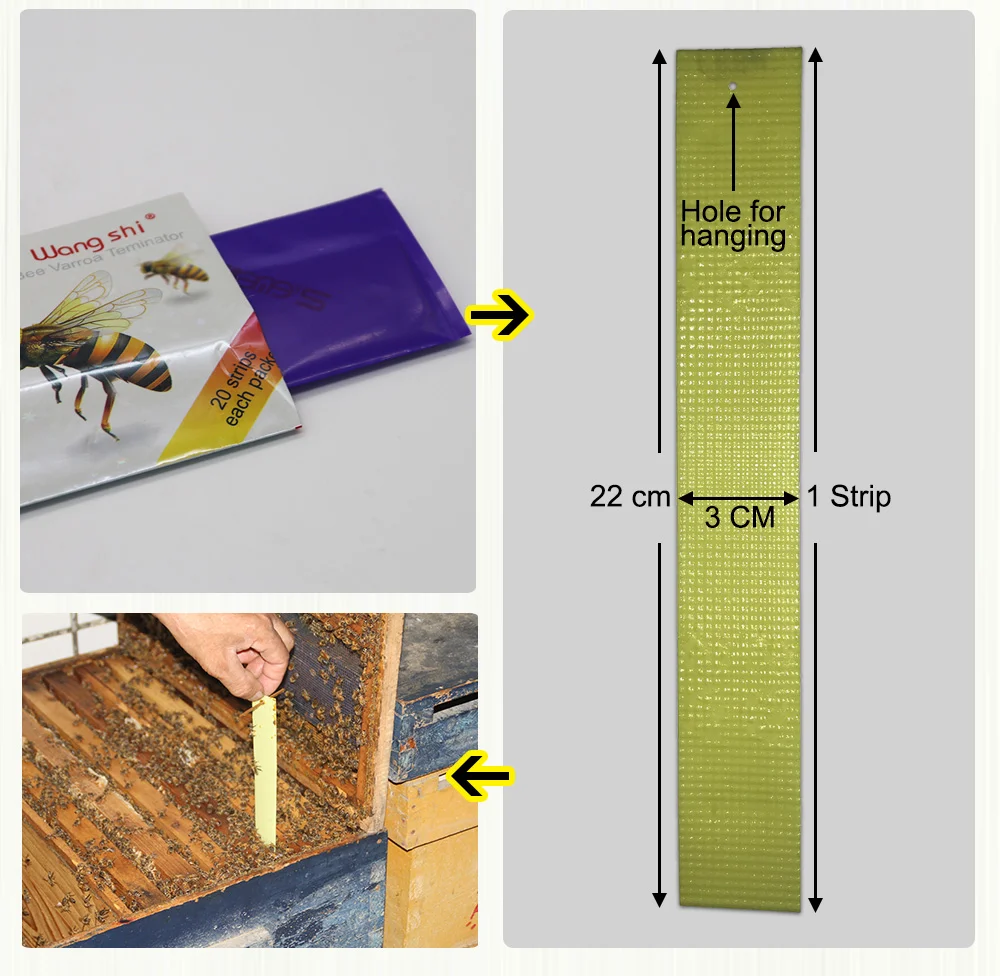 Wangshi Manjing 20 Strips Flumethrin Strips Apiculture Varroa Treatment Beekeeping Supplies Medicine for Bees