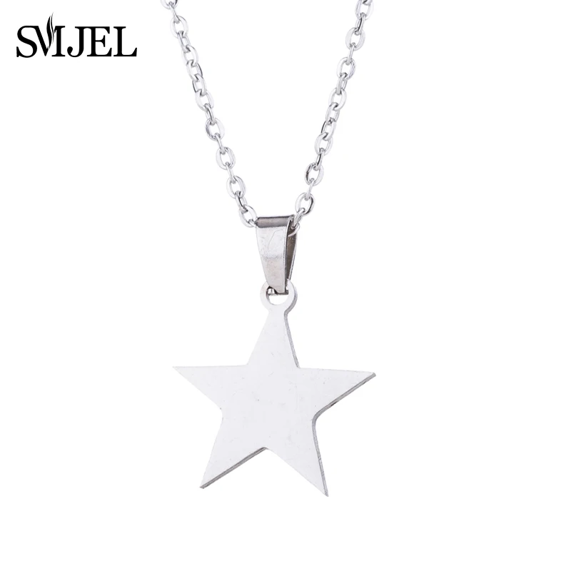 Stainless Steel Star Necklace For Women Man Fashion Simple Pentagram Necklace Earrings Engagement Jewelry Set Christmas Gifts