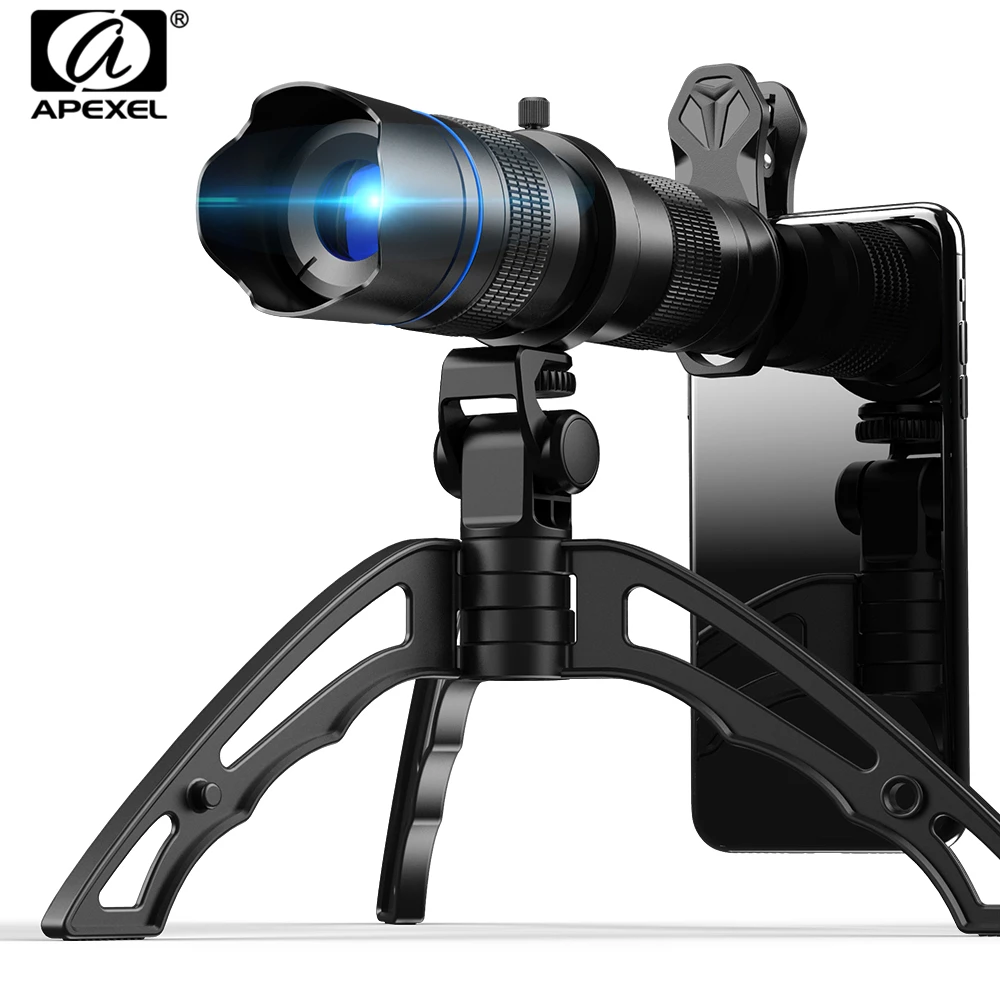Apexel – Télescope en Métal hd Zoom 2040x Téléobjectif Monoculaire Pour Téléphone Appareil Photo Mais Mini Trépied Pour Tous Les Smartphones Samsung Iphone