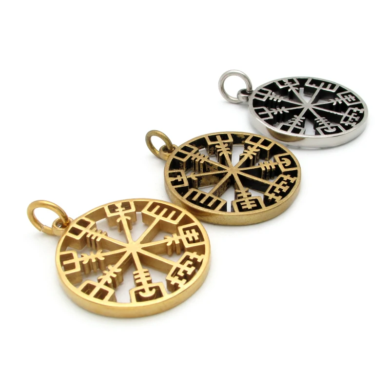 Viking Rune Icelandic Vegvisir Compass Helmet Horror In Runic Circle Pendant  Amulet Collier Necklace