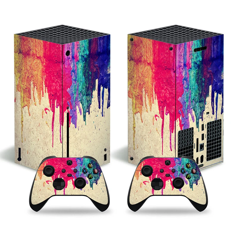 Autocollant de peau de conception colorée pour Xbox Series X, console et 2 thorac, couverture de décalcomanie, autocollant en vinyle