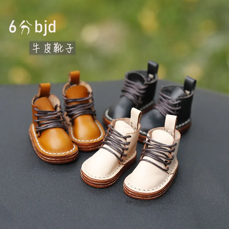 30cm BJD shoes baby clothes fashion lace-up boots cowhide high-top leather shoes for yosd, SD, DD, 1/6 BJD doll shoes toy shoes