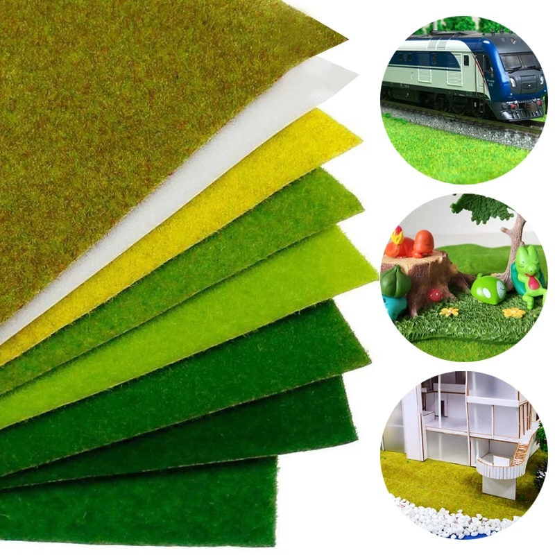 25/50/100CM DIY Grass Mat Landscape Model Train Scenery Layout Simulation Turf Flock Lawn Home Decoration Artificial Grassland