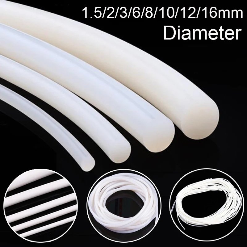 1M 5M Waterproof Weatherstrip Solid Silicone Rubber Cord White Seal O Ring Cord  1.5/2/3/6/8/10/12/16mm