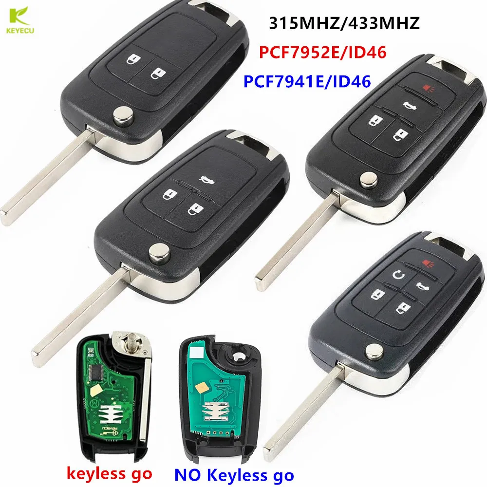 KEYECU Replacement Flip Smart Remote KeyFor Chevrolet Cruze Aveo Spark Orlando Sonic Camaro Malibu Colorado Impala SS