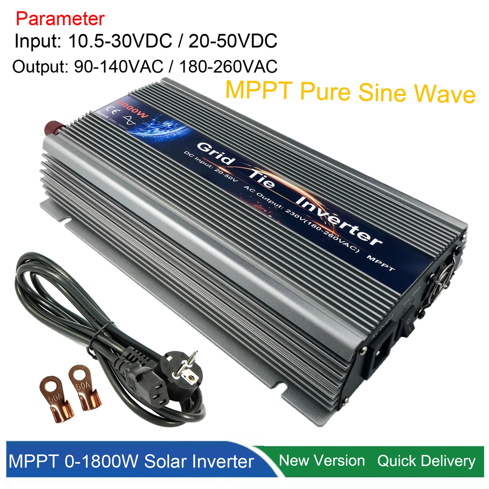 MPPT 1000W Solar On Grid Tie Inverter 18V 36V 36 60 72 cells Pure Sine Wave Home Micro Panel Power Inversor to 110V 220V AC