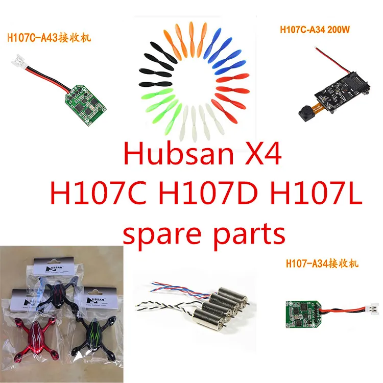 Hubsan H107C H107D H107L RC drone spare parts blade motor body shell Receiver camera USB charger Protective frame Foot pad etc