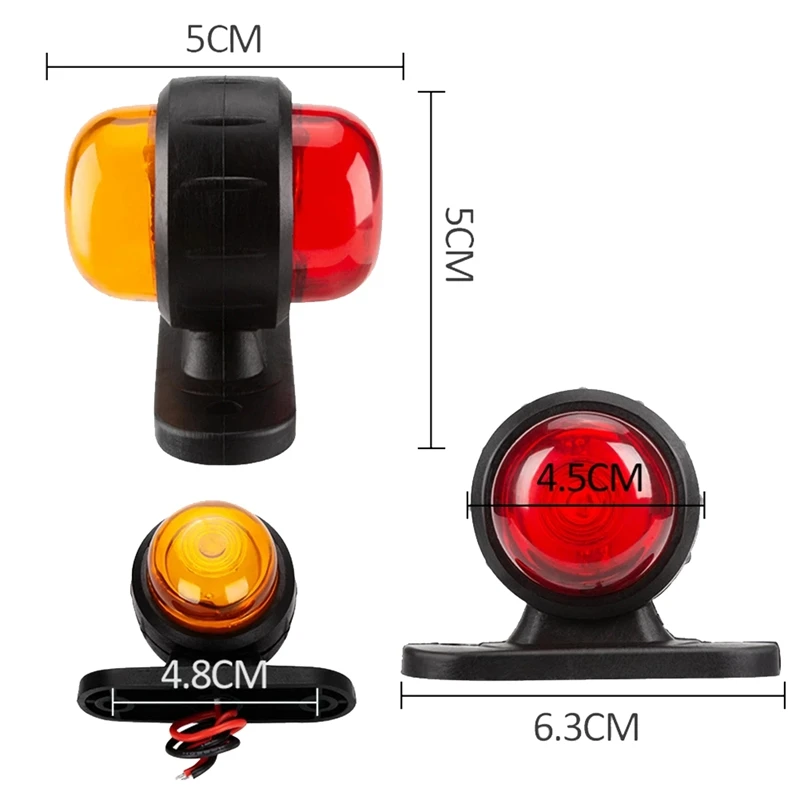 2Pcs Truck Trailer Led Lampen 24V Auto Zijmarkeringslichten Waarschuwing Signaal Zijmarkeringslamp