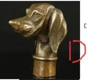 Dolphin Grandpa Good Lucky Usable Chinese Collect BRASS Hand Carving Statue Cane Walking Stick Head Crafts Arts
