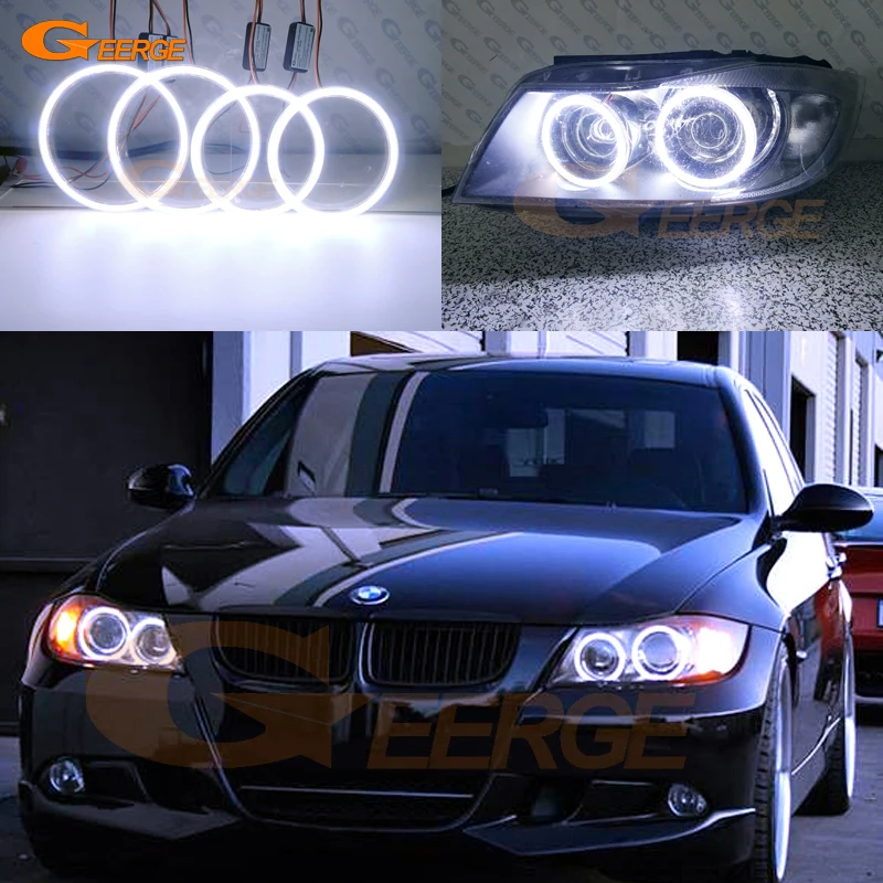 For BMW 3 Series E90 E91 Pre LCI 2005 2006 2007 2008 Headlight Excellent Ultra Bright COB Led Angel Eyes Halo Rings Car Styling