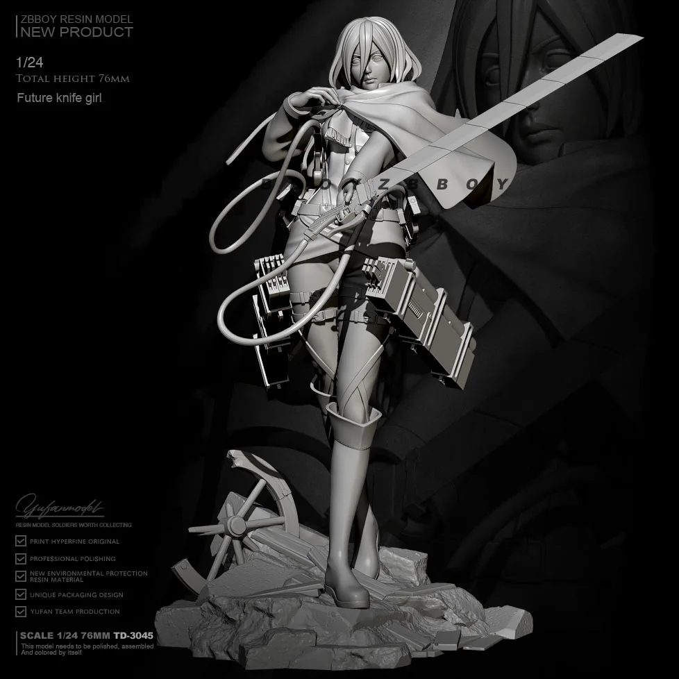 

76mm 1/24 Resin model kits figure beauty colorless and self-assembled TD-3056