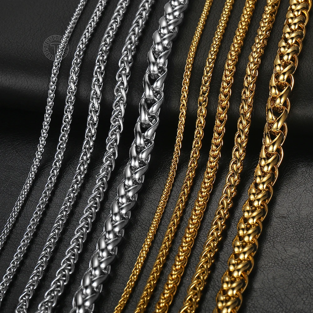 3/4/5/6/9mm Necklace Chain Stainless Steel Wheat Link for Men Women Gold Silver Color Necklaces Male Jewelry Wholesale KNM136A